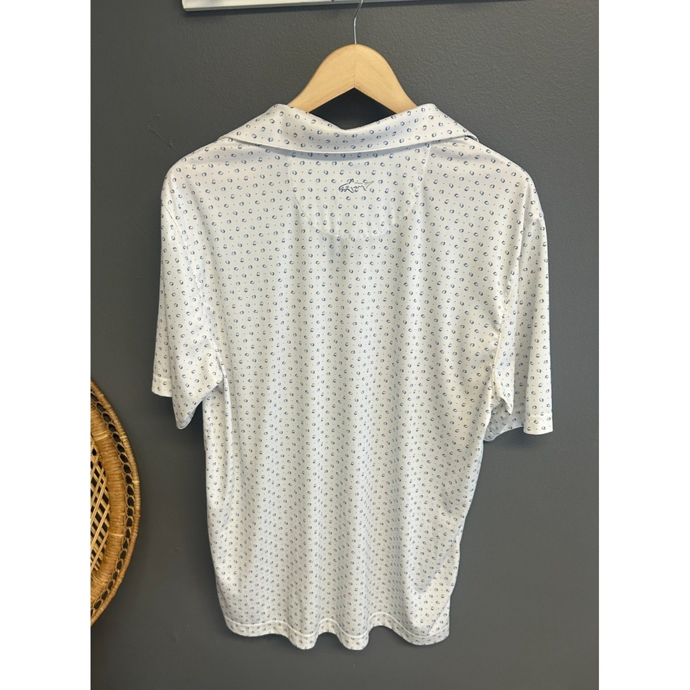 Greg Norman Mens Size L Play Dry Polo Golf Shirt Dot Pattern White Short Sleeve - Picture 5 of 6